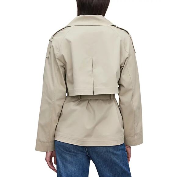 VELVET BY GRAHAM & SPENCER WOMENS SMALL NANCY COTTON BLEND TRENCH COAT KHAKI NEW - Picture 2 of 15